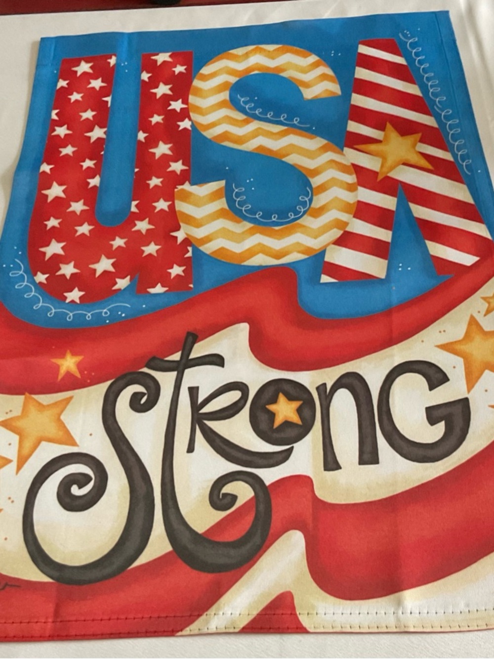 Patriotic USA Strong Decorative Garden Flag - Red, White & Blue